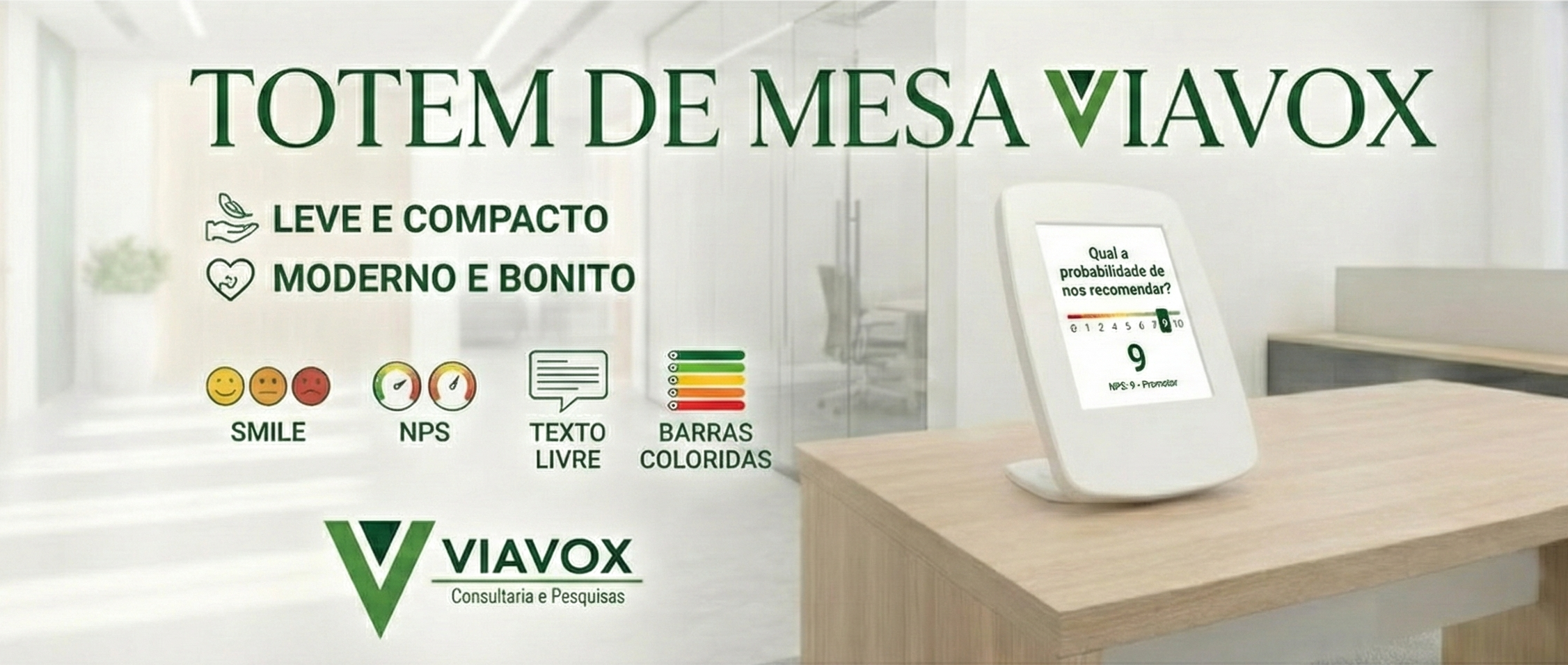 Totem de Pesquisa de Satisfação de Mesa Viavox